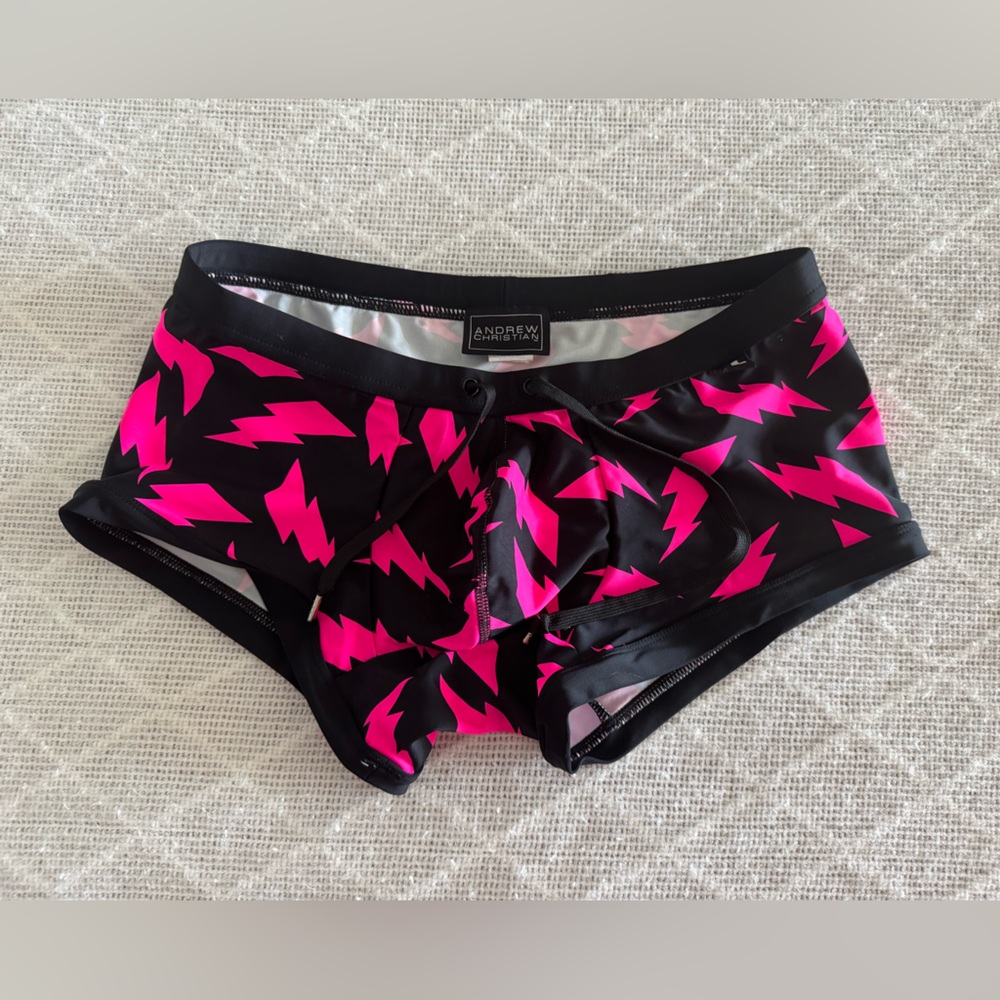 Andrew Christian Pink and Black Men’s Swim Brief Size Large